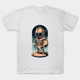 Warrier with spartan helmet on the moon T-Shirt